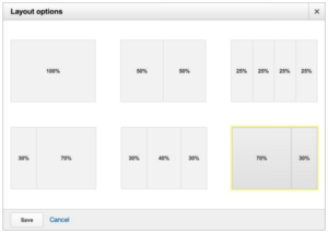 Opções de layout para dashboards do Analytics